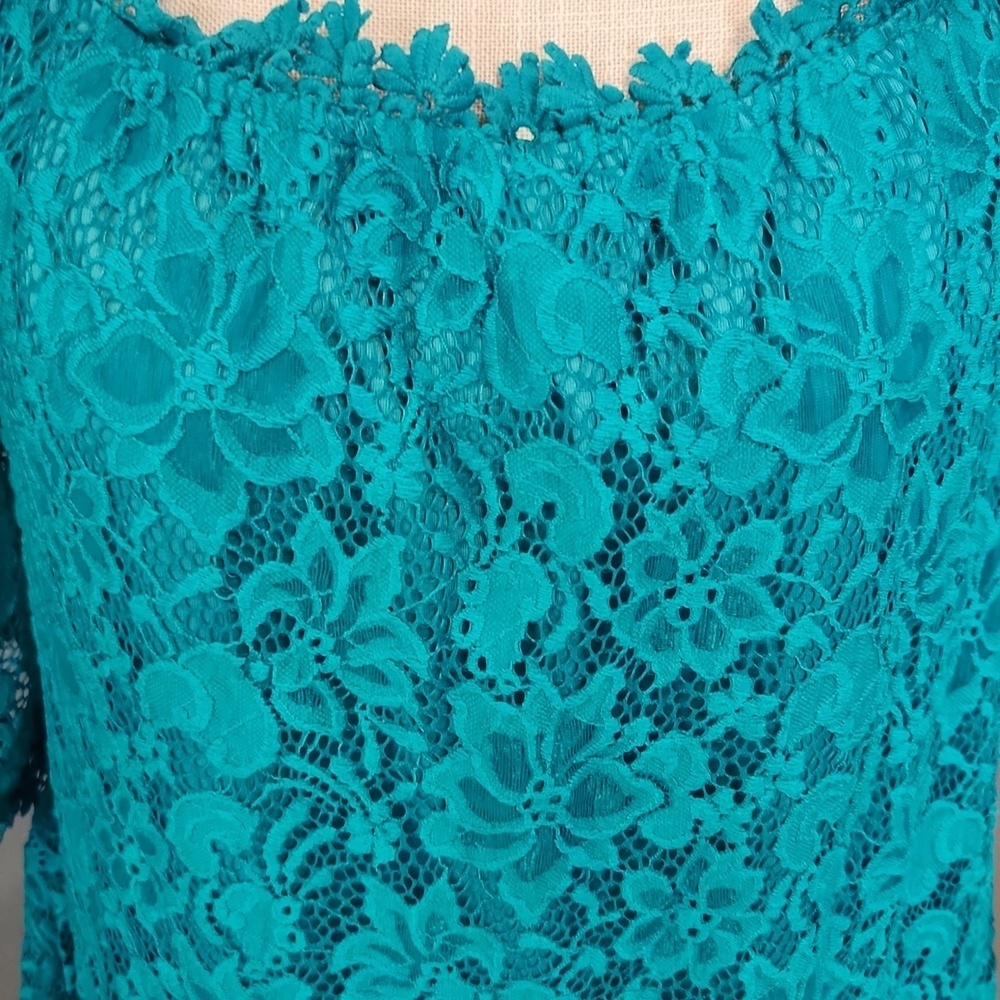 Miholl Rosette Floral Lace Scoopneck Ruffled Flowy Boho Boxy Blouse PreppyFormal - Picture 2 of 10